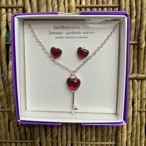 January Birthstone Necklace + Earrings